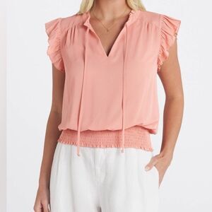 Les Serein Jordan Flutter Sleeve Top BLACK Medium NWT STITCH FIX